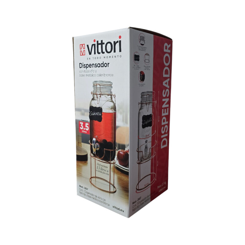 Dispensador Mason Jar 3.8 Lts con base color cobre - VTR - Image 4