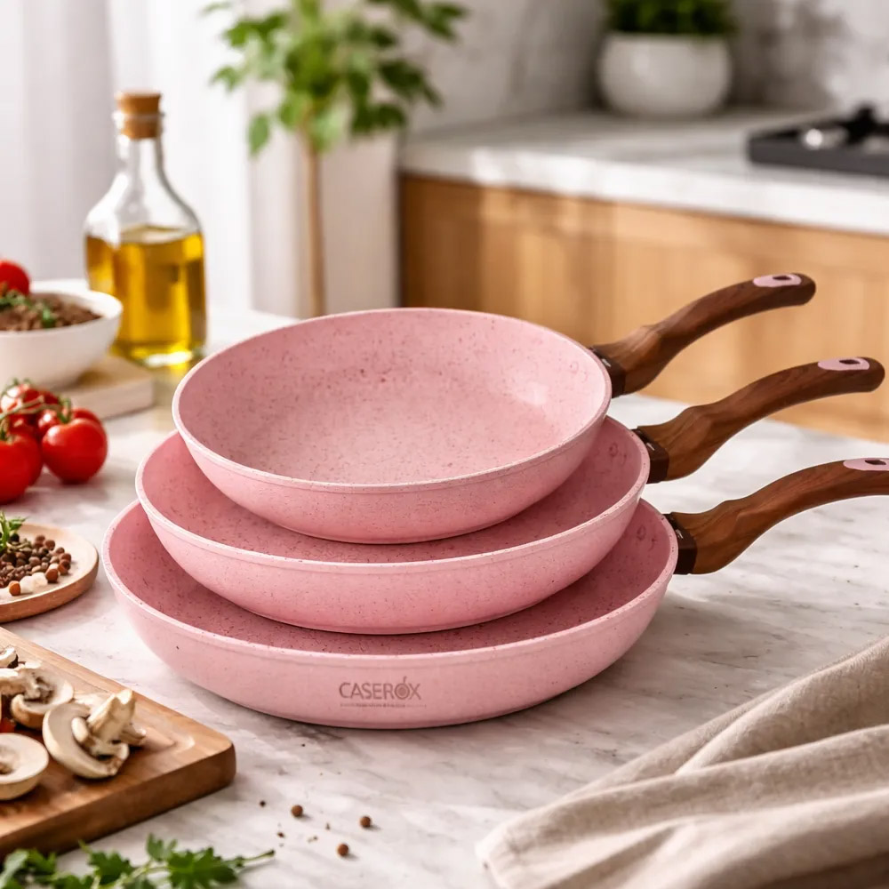 Jgo 3 Sartenes Aluminio c/Antiadherente Ceramica Rosa - ALFA - Image 6