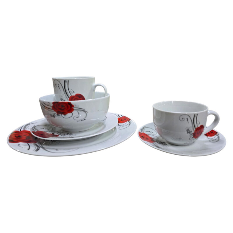 Vajilla de Ceramica Blanca con rosas 30pzas LEON - Kitchen King - Image 2