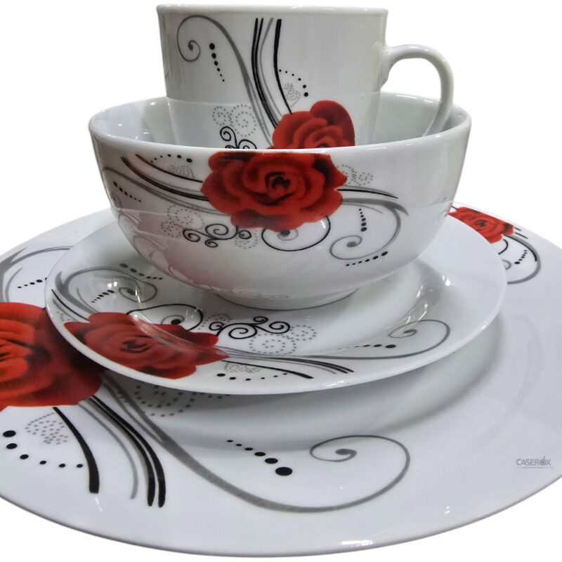 Vajilla de Ceramica Blanca con rosas 30pzas LEON - Kitchen King - Image 3