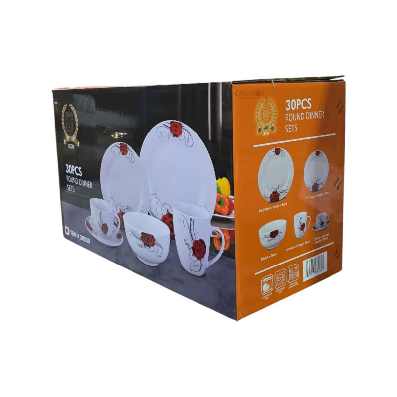 Vajilla de Ceramica Blanca con rosas 30pzas LEON - Kitchen King - Image 4