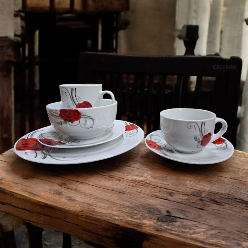 Vajilla de Ceramica Blanca con rosas 30pzas LEON - Kitchen King - Image 5