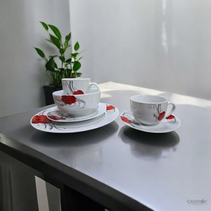 Vajilla de Ceramica Blanca con rosas 30pzas LEON - Kitchen King - Image 6