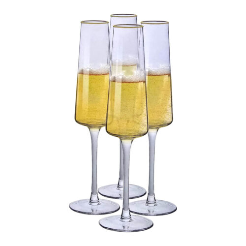 Set 4 Copas Flauta de filo dorado 180ml DEYRA - VTR