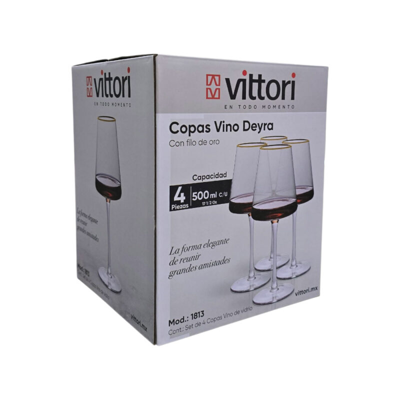 Set 4 Copas de Vino Tinto filo dorado 500ml DEYRA - VTR - Image 5