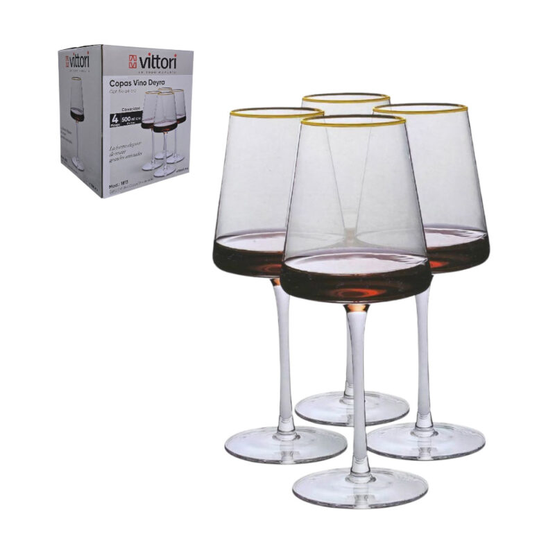 Set 4 Copas de Vino Tinto filo dorado 500ml DEYRA - VTR - Image 4