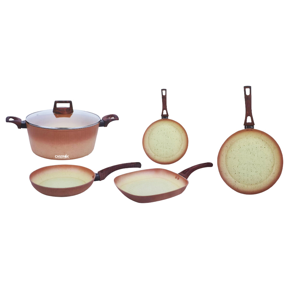 Bateria Aluminio c/Antiadherente Ceramica 6pzas TERRACOTA - KITCHEN KING