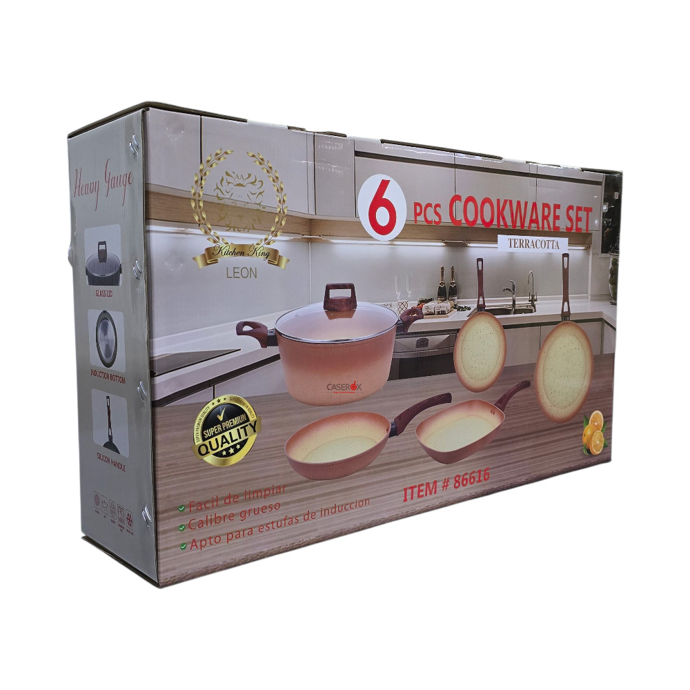 Bateria Aluminio c/Antiadherente Ceramica 6pzas TERRACOTA - KITCHEN KING - Image 7