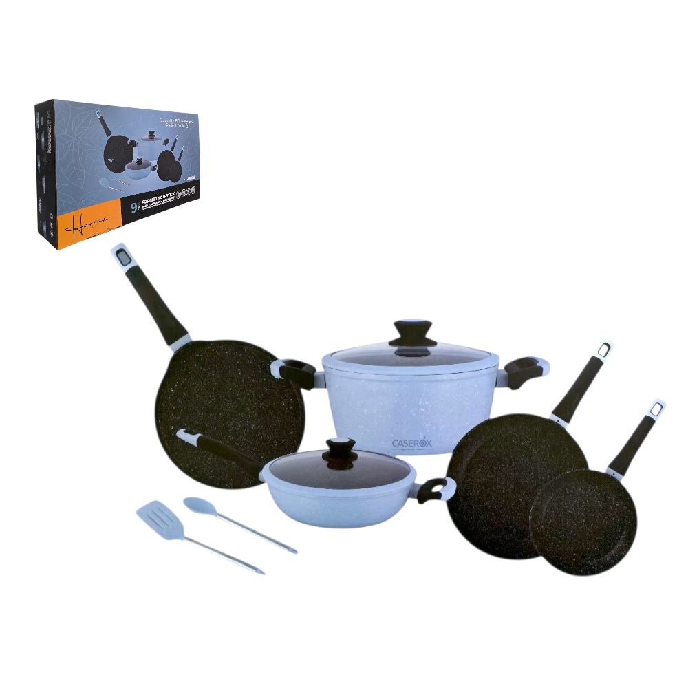 Bateria Aluminio c/Antiadherente 9pzas Forge Azul - HARRAZ