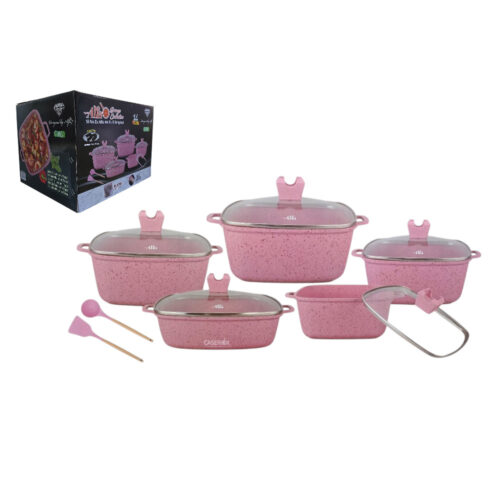 Batería Aluminio c/Antiadherente Cerámica 14pzas Cuadrada - ALFA